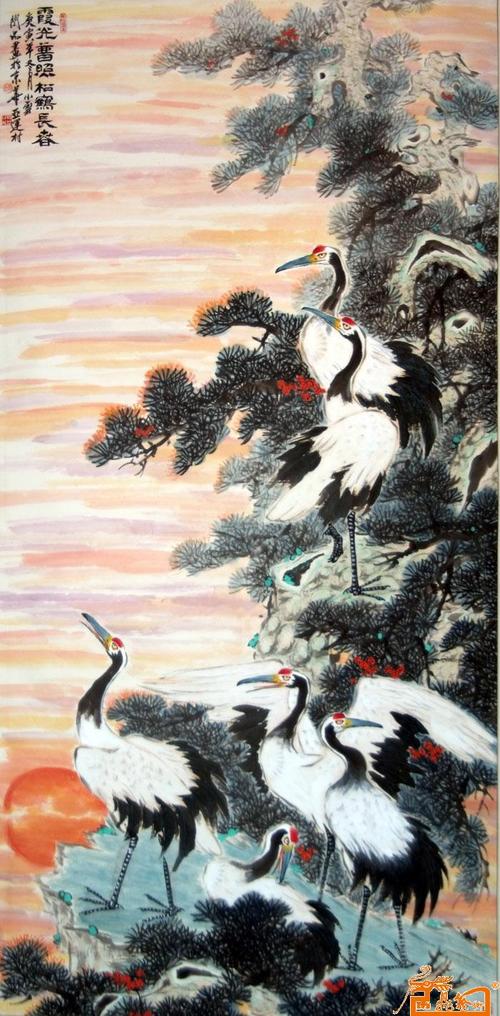 > 国画作品-松鹤长春