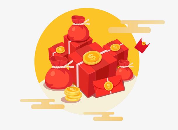 一堆新年红包卡通图