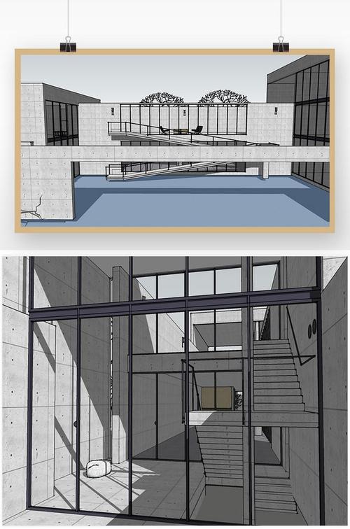安藤忠雄芝加哥住宅su模型