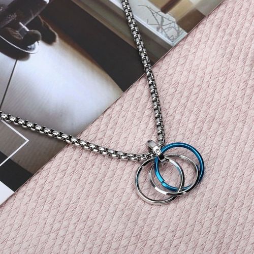 简约情侣戒指项链一三生三世吊坠男款合金首饰长款毛衣链挂坠配饰