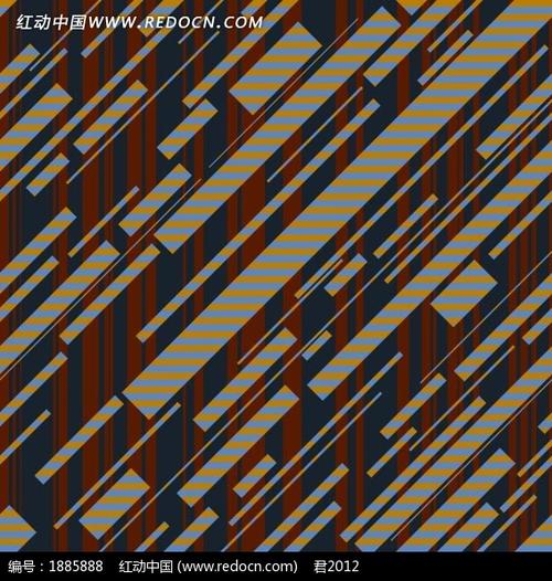 蓝底红竖条纹上的蓝斜向矩形条构成的图案