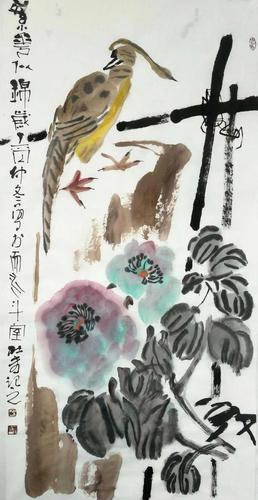 心静方可取意杜未的大写意花鸟画