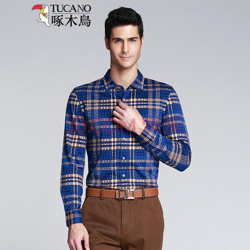 啄木鸟(tucano)男装 2015秋季新品男士长袖t恤93709789-05 蓝色 50