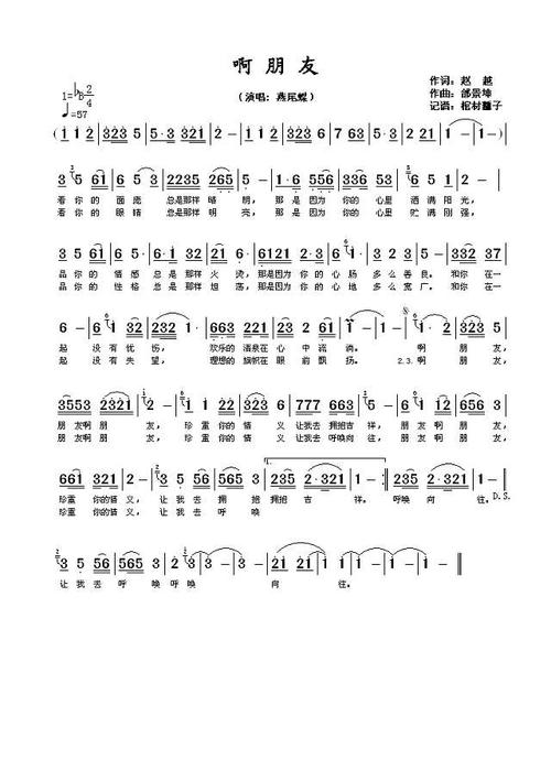 《啊朋友》简谱