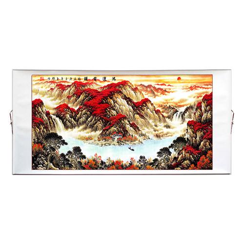 聚宝盆风水靠山旭日东升国画山水画招财鸿运当头客厅