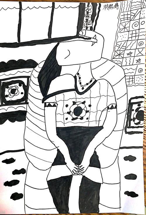 我们再来回顾下今天的课堂主题是: 黑白线描画之《毕加索的梦》 课堂