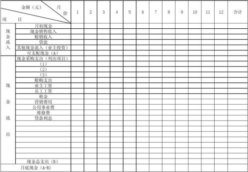 现金流量计划表