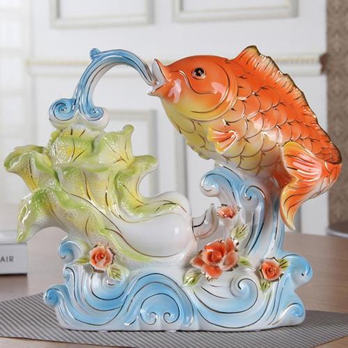 创意家居装饰工艺品陶瓷鲤鱼摆件新家里客厅酒柜玄关