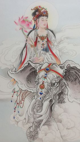 宁晋工笔画四大菩萨