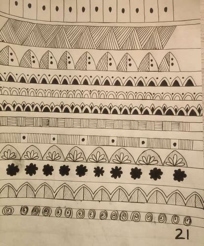 画出二方连续图案,注意黑白灰关系的表达.