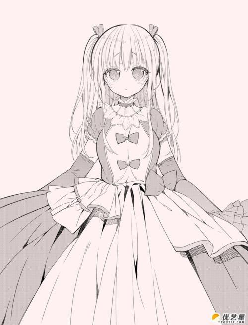 413张美少女插画手绘线稿精选集 高清日本风女生漫画黑白手稿素材大全