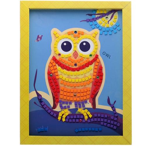 眉梢跳跳贴画-像素块贴画-猫头鹰