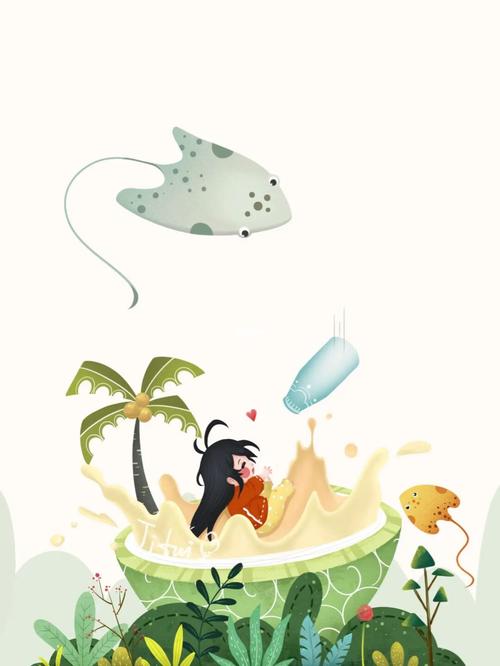 原创插画97一组椰乳插画_插画_插画师_海南_我是原创插画师_潮流