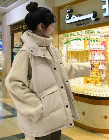 高中生女生秋冬天穿的棉马甲坎肩女新款外穿背心外搭韩版宽松短款马夹
