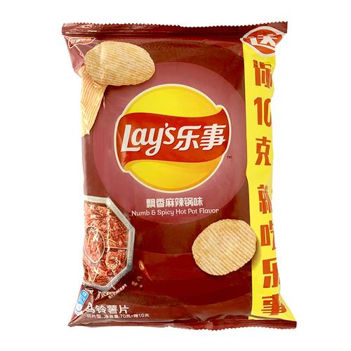 乐事薯片飘香麻辣香锅70克12袋火锅土豆切片膨化食品