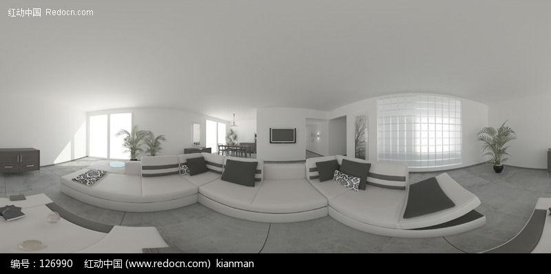 室内全景贴图 现代别墅内部