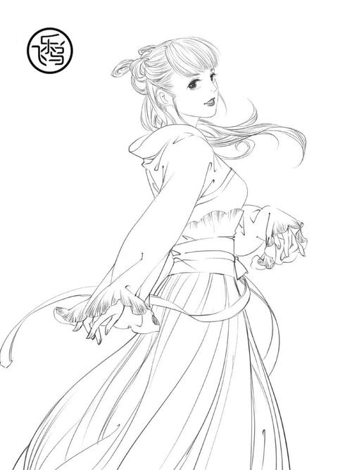 【古风人物线稿】素材来自飞乐鸟出版的《绘漫画古风人物线描技法》