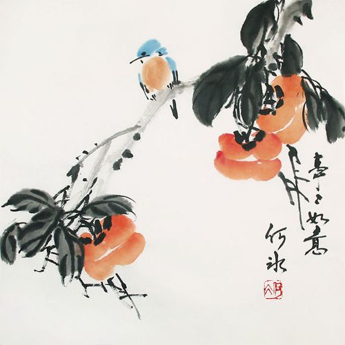 原创新款国画柿子子多款多尺寸书画手绘真迹国画