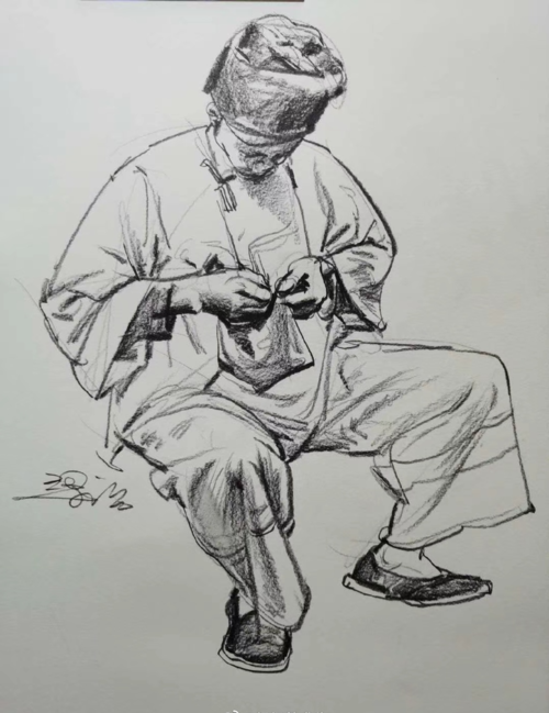 手绘人物速写临摹参考 . 图 梁生 . 广州美术学院毕业