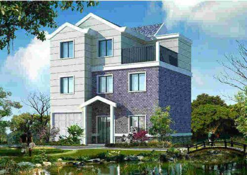 新农村两层落地房别墅外观装修效果图 农村自建二层半