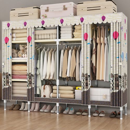 布衣柜简易衣柜家用简约卧室布艺加固双人组装布衣橱收纳布衣柜子