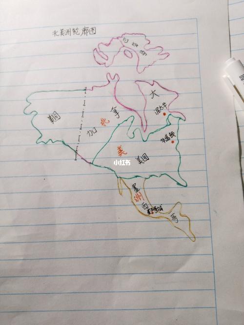 地理——北美洲简略轮廓图_绘画_文化_绘画