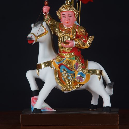 热卖白马将军黄小跑佛像报马小童将军骑马将军道教树脂神像风水摆件
