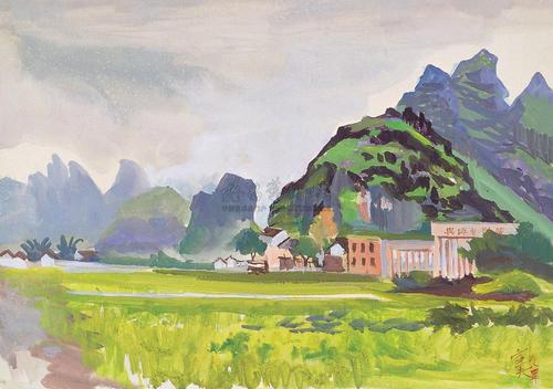 00991984年作桂林风景纸本水粉