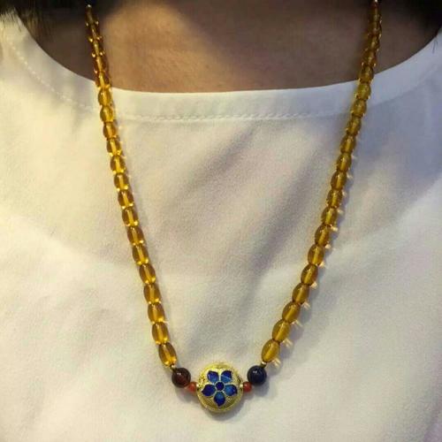 天然5mm金珀米珠项链 5mm