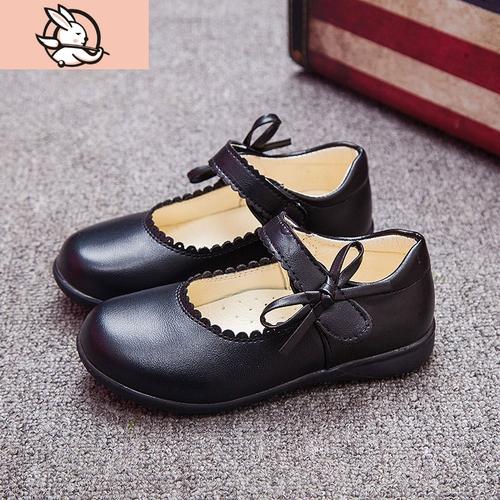 huayangtu儿童皮鞋女童鞋黑色春秋小女孩公主鞋白色皮豆豆单鞋演出jk