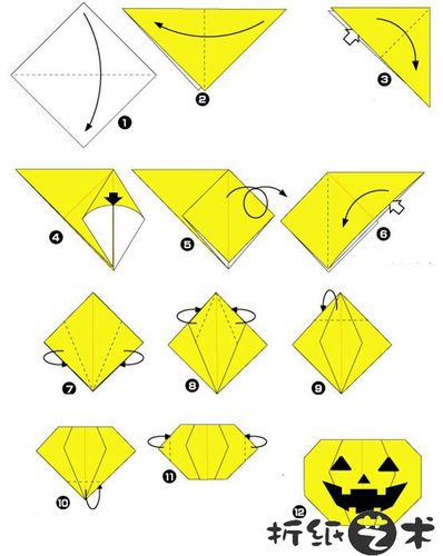 万圣节南瓜的折法折纸南瓜的图解教程