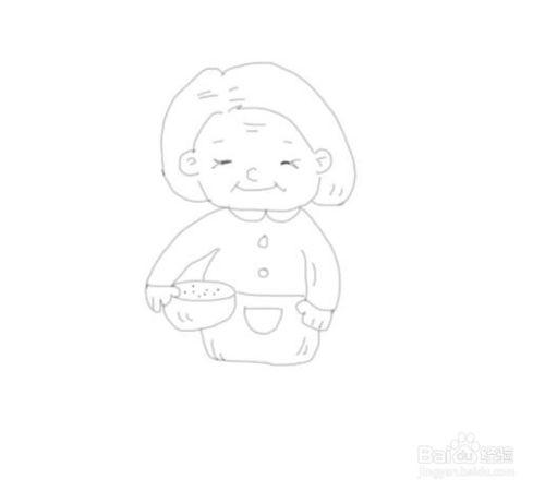 老奶奶喂小鸡简笔画