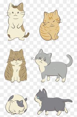 猫咪卡通手绘集合矢量图