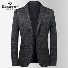 莱诗伯特提花毛料西装男秋冬新款弹力男式休闲小西装男士修身西服