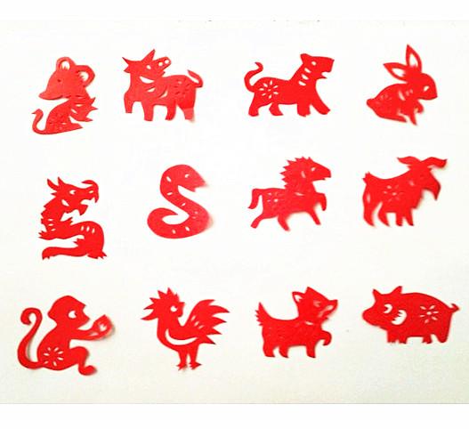 十二生肖成品剪纸一套12动物纯手工剪刻纸作品采用红宣纸
