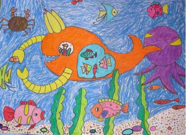 想象中的海底世界儿童画作品欣赏