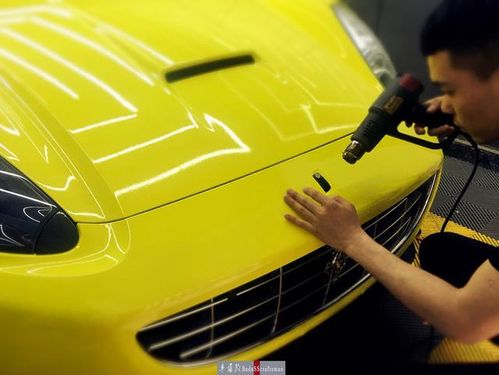 法拉利改色贴膜水晶葵花黄 西安汽车改装店 汽车改色