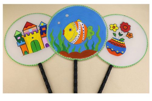 空白扇子绘画diy扇白色扇面团扇空白宫扇圆扇幼儿园创意美术材料_7折