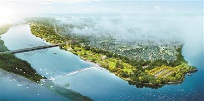 中心项目示意图滨江区沿江区域提升改造效果图三江汇绿心公园效果图