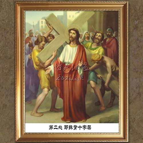 天主教圣像画油画耶稣像画教堂油画耶稣十四苦路油画定制