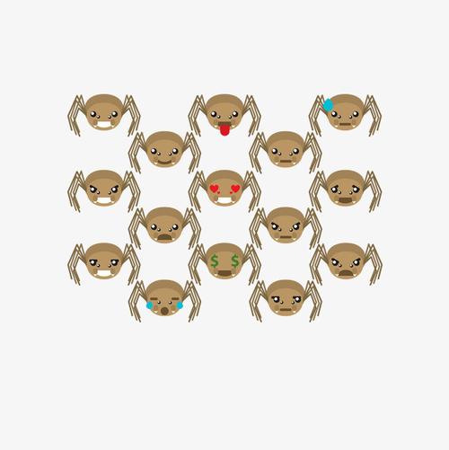 矢量emoji卡通动物蜘蛛表情包
