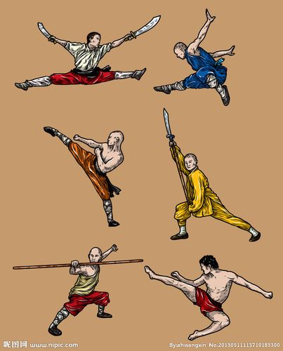 中国少林功夫人物矢量图片