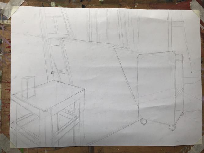 画室一角素描