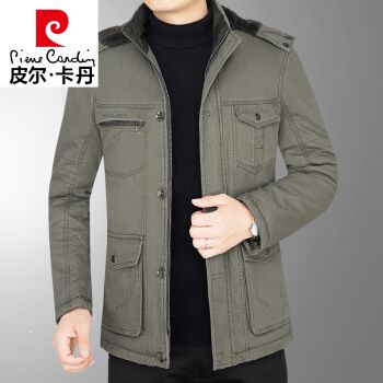 皮尔卡丹品牌高档男装 棉衣男冬季加厚加绒2021年新款爸爸冬装棉袄中