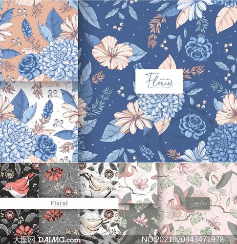 四方连续复古怀旧底纹图案矢量素材