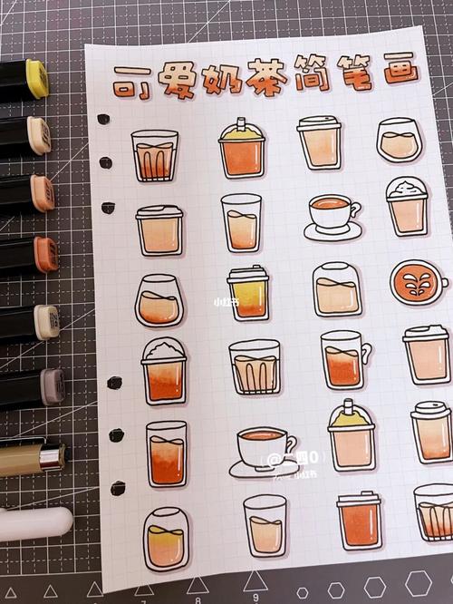 04原创卡通奶茶简笔画【手帐素材必备】_手帐_奶茶