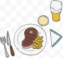 卡通啤酒节牛排大餐