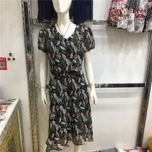 2018夏季新款 短袖花色气质时尚女装雪纺连衣裙艾尔菲洋18a-a8526