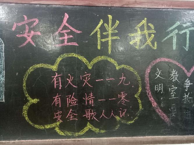 黑板报上的安全电话牢记心中.