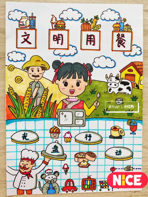 文明用餐 光盘行动 儿童 绘画_绘画_儿童画_文化_绘画